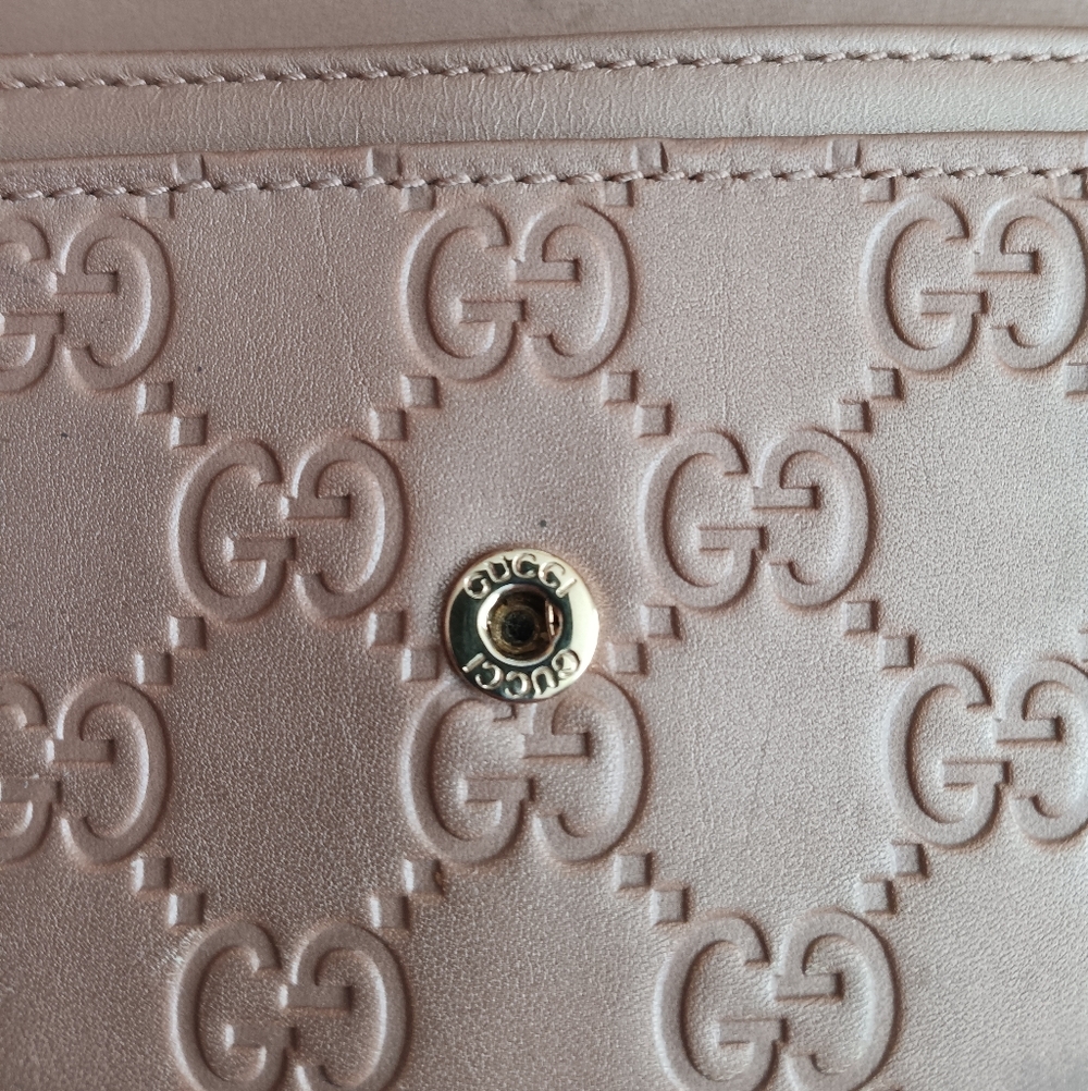 Gucci Heart GG Logo Leather Long Pink Wallet Crossbody * Pinker Color In Person* - Picture 5 of 14